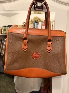 Dooney & Bourke Brown and Tan Pebbled Leather Satchel